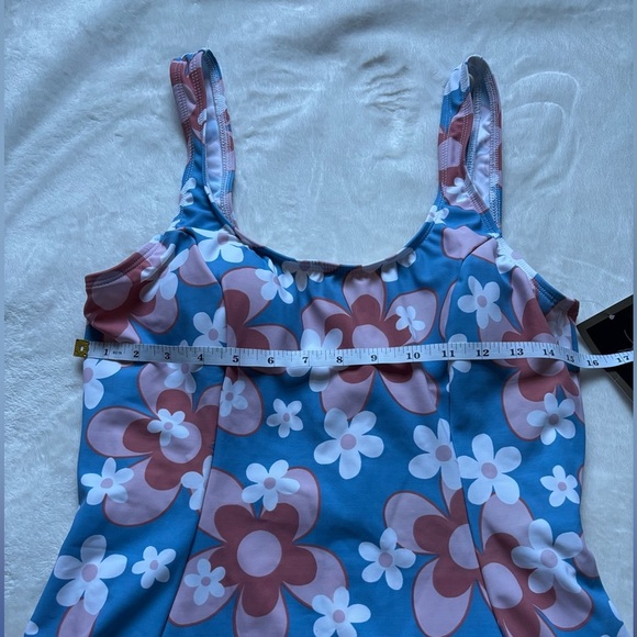 NWT Esther Williams Blue Retro Floral Swim Dress - Picture 6 of 10